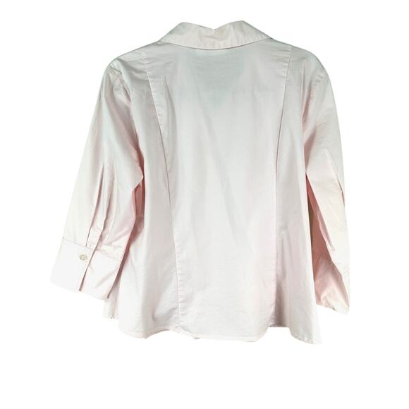 Cato Light Pink Button Front Blouse Size L Stitch Detail 3/4 SleeveCan - Picture 2 of 8